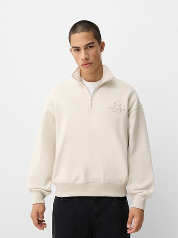 Sweat-shirt Bershka en beige : devant