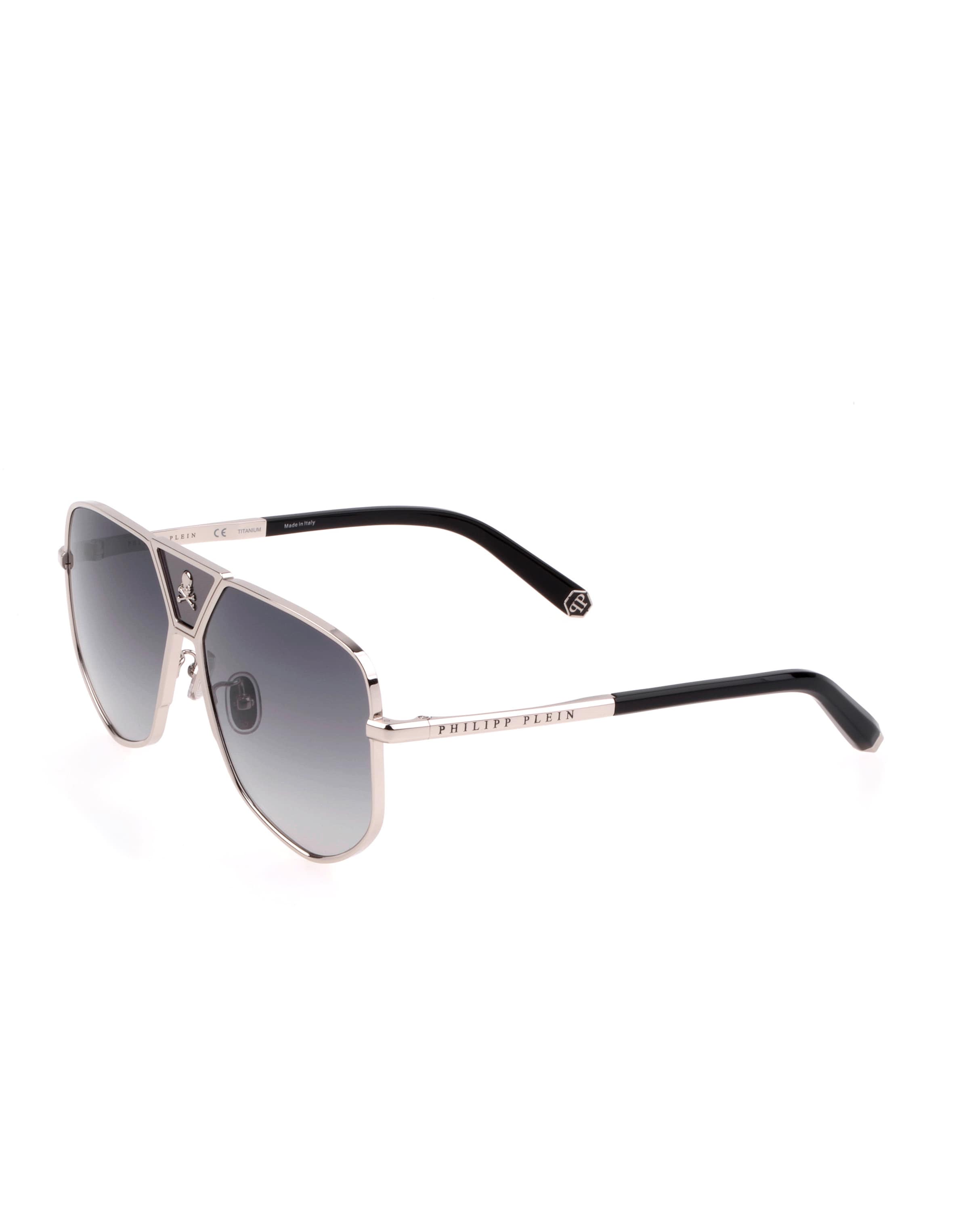 Philipp Plein Sonnenbrille 'Skull' in Silber: Vorderseite