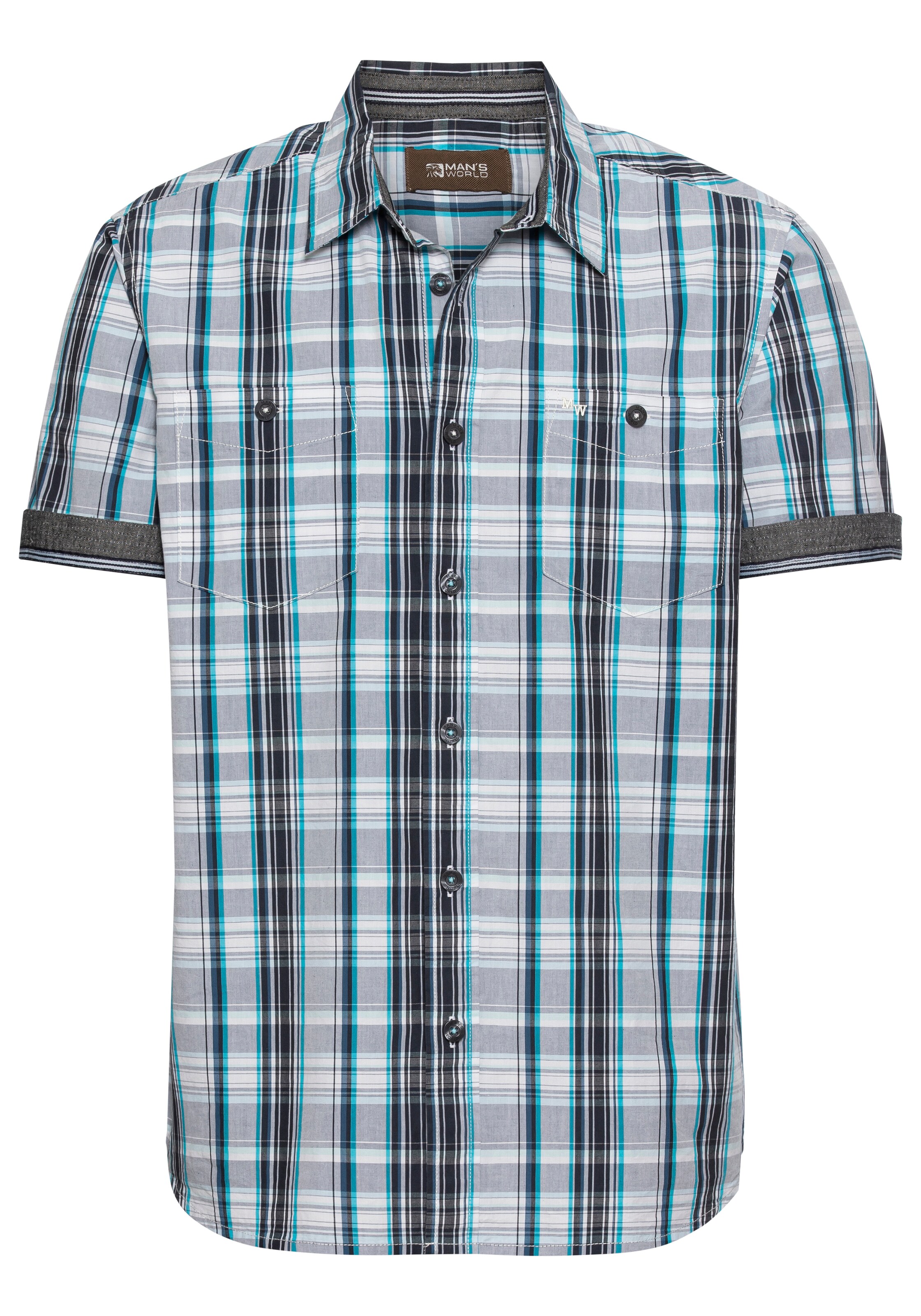 Man's World Regular Fit Hemd in Blau: Vorderseite