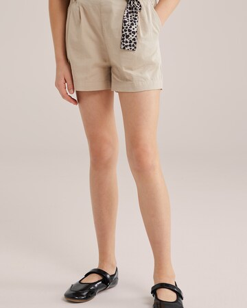 Loosefit Pantalon WE Fashion en beige : devant