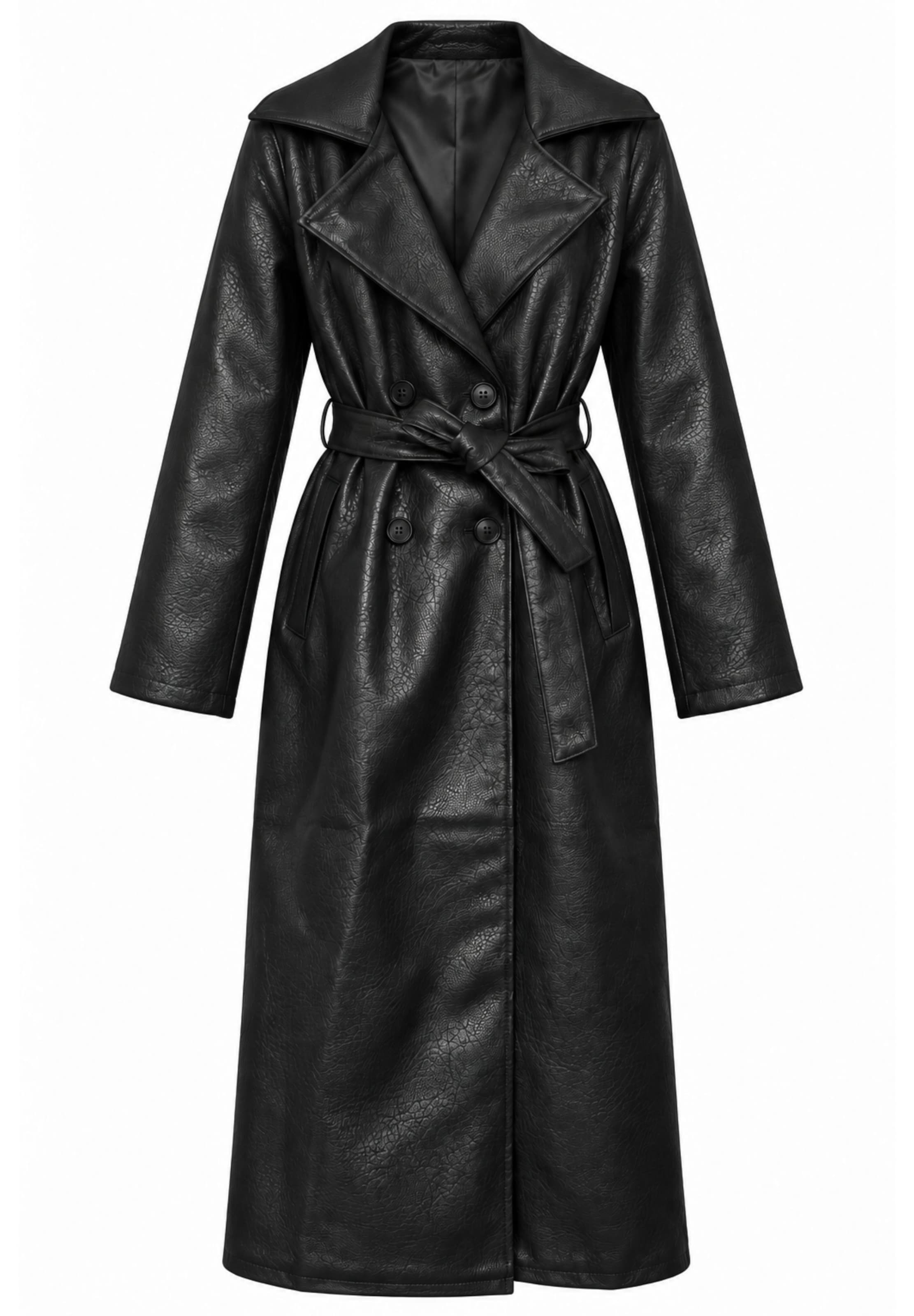 Manteau mi-saison Elara en noir : devant