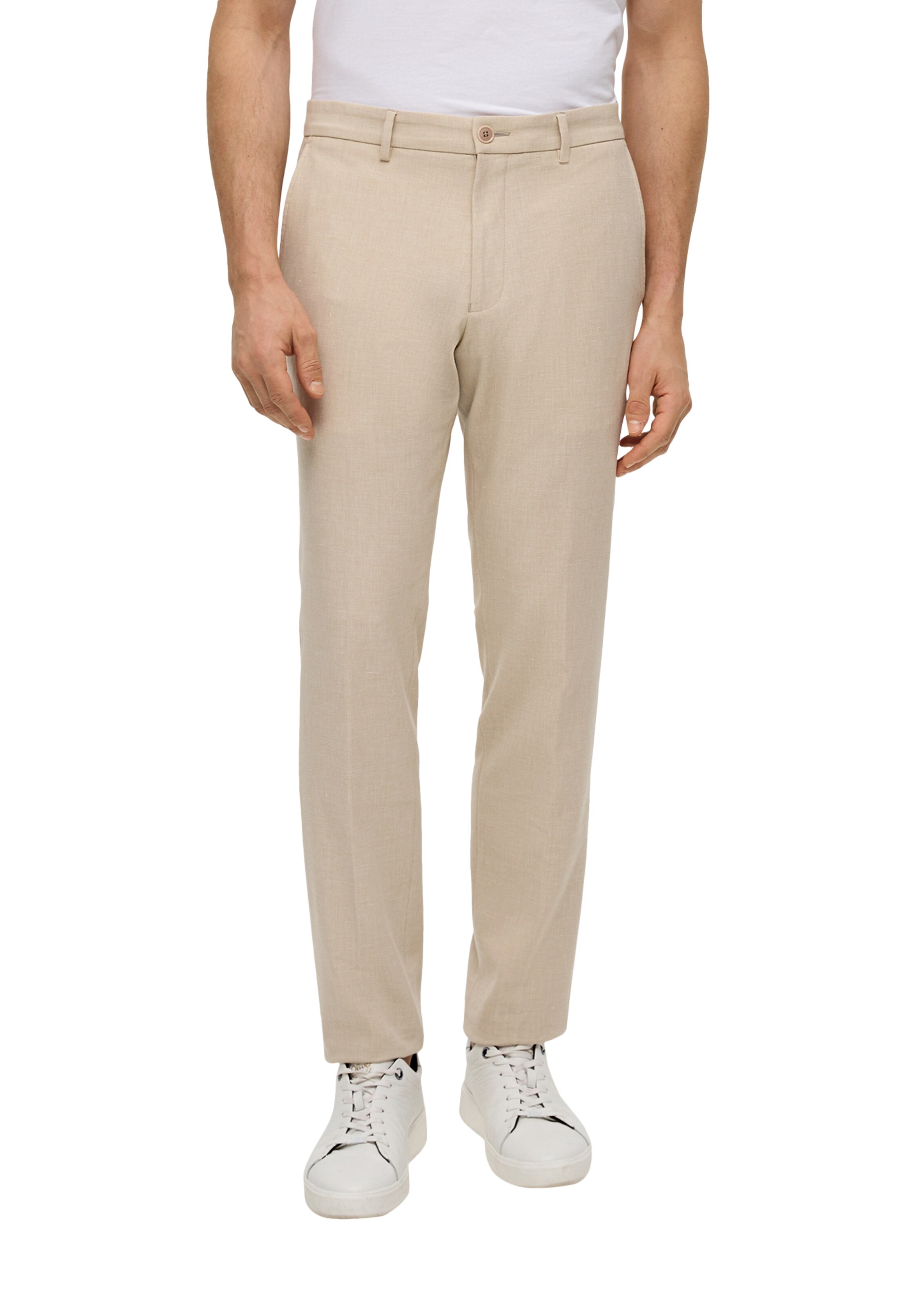 s.Oliver BLACK LABEL Slimfit Bügelfaltenhose in Beige