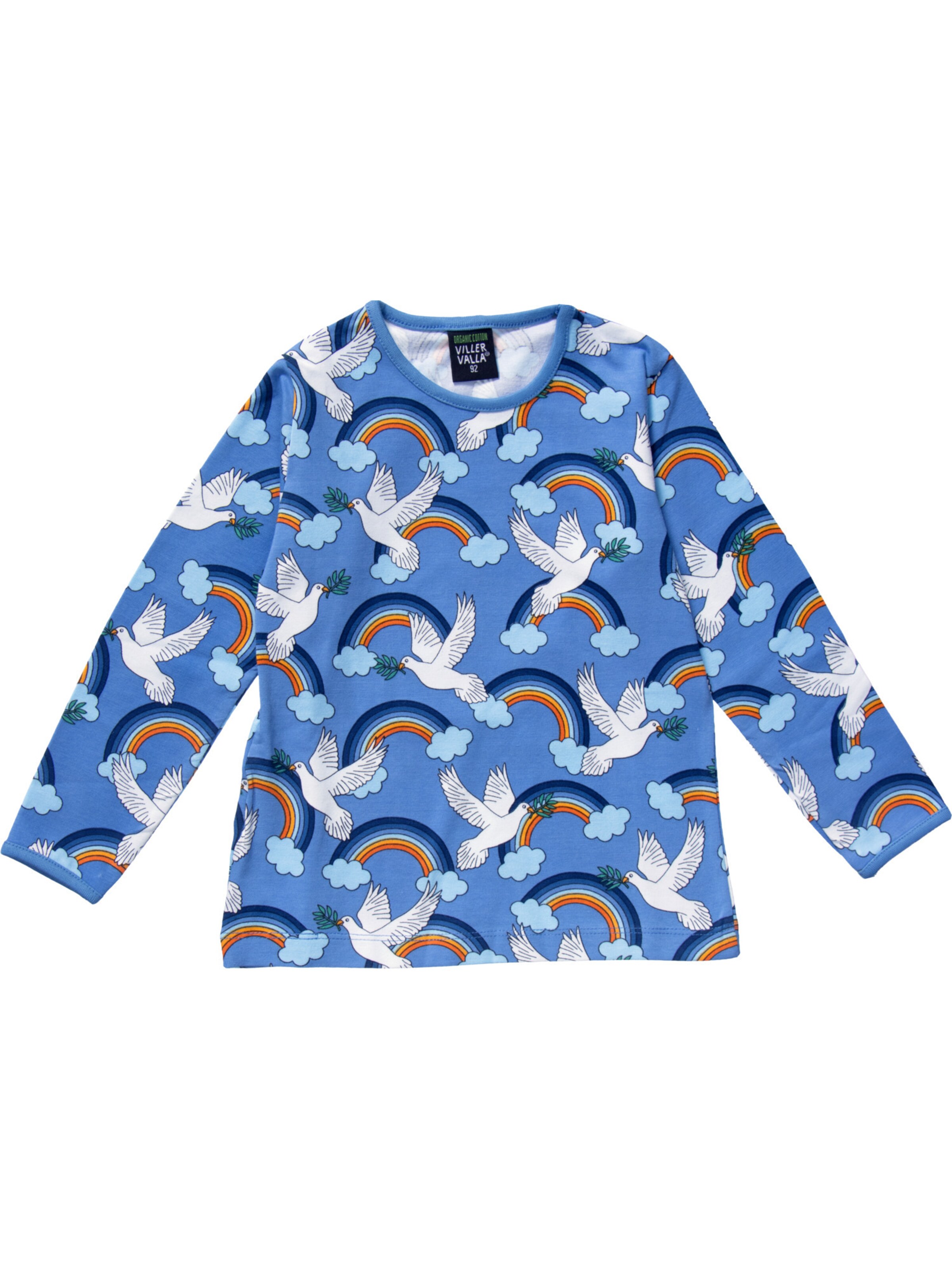 Villervalla Shirt 'Regenbogen Peace' in Blue: front