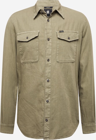 G-Star RAW Slim fit Overhemd 'Marine' in Groen: voorkant