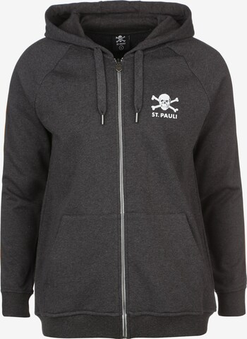 FC St. Pauli Athletic Zip-Up Hoodie in Black: front