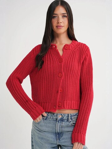 MixRay Knit Cardigan in Red: front