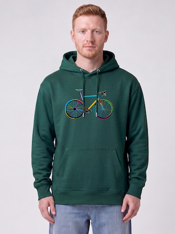 Sweat-shirt ' Fahrrad by night ' Watapparel en vert : devant