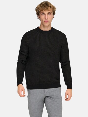 Pull-over 'ONLY & SONS ONSDAVE REG LS CREW NECK KNIT NOOS MAGLIONCINO' Only & Sons en noir