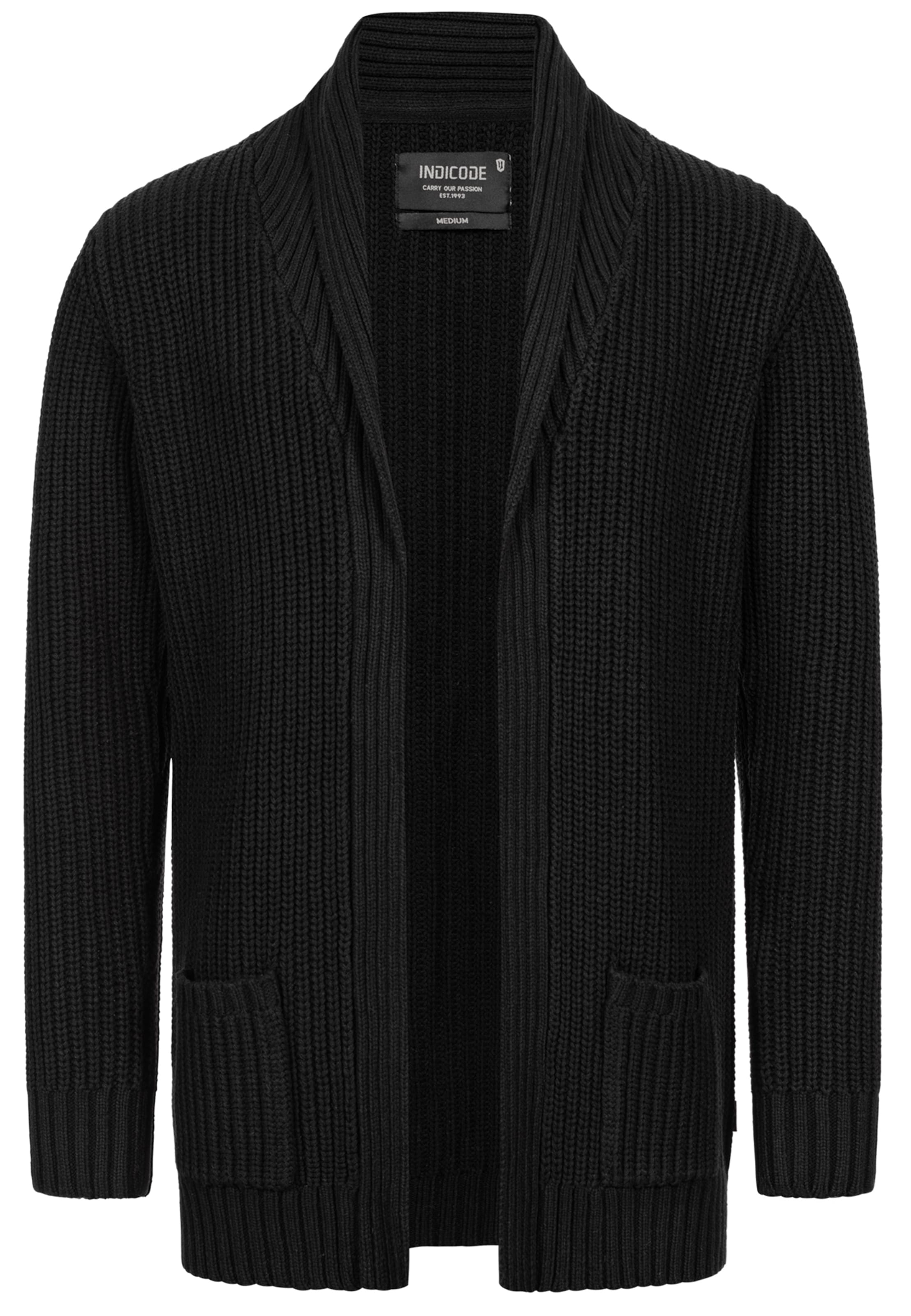 INDICODE JEANS Strickjacke in Schwarz: Vorderseite