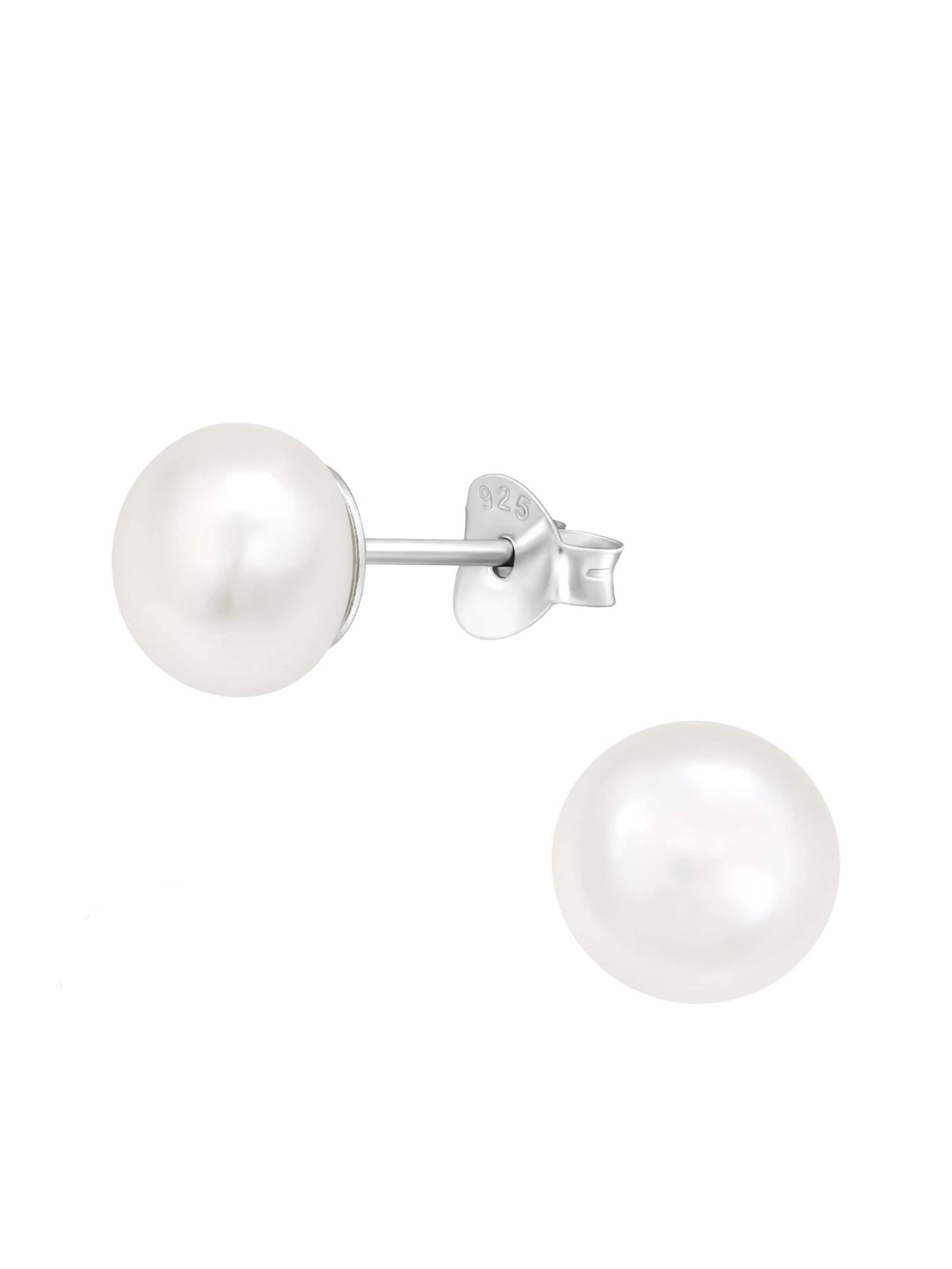 Maxte Ohrringe 'Ohrstecker aus Sterlingsilber mit Süßwasserperle 7 mm'‌‌‌‌‌ in Weiß: Vorderseite