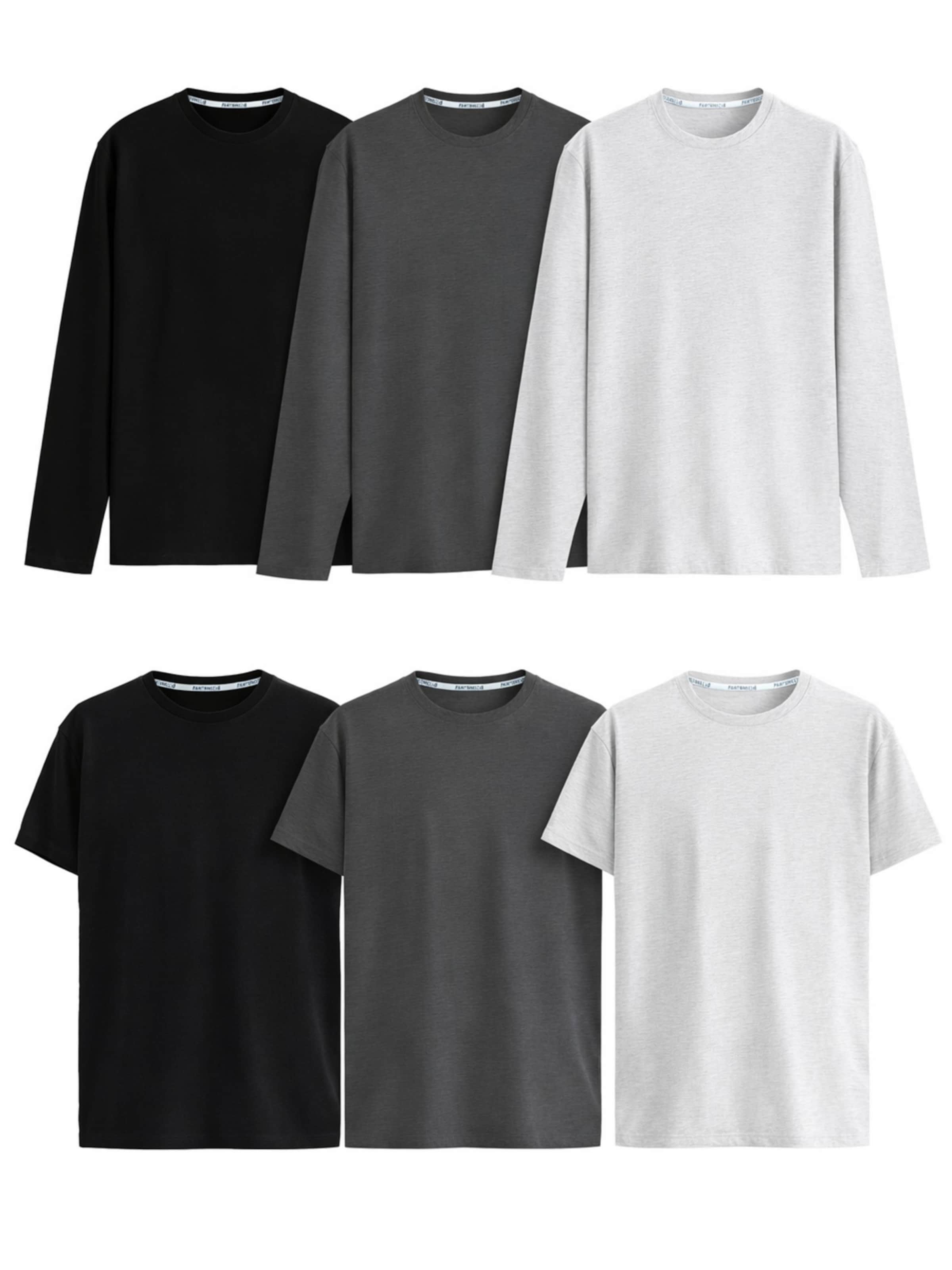 PANTONECLO Shirt 'Pantoneclo Men’s Crew Neck Short & Long Sleeve T-Shirt- 6 PCS' in Mixed colours: front
