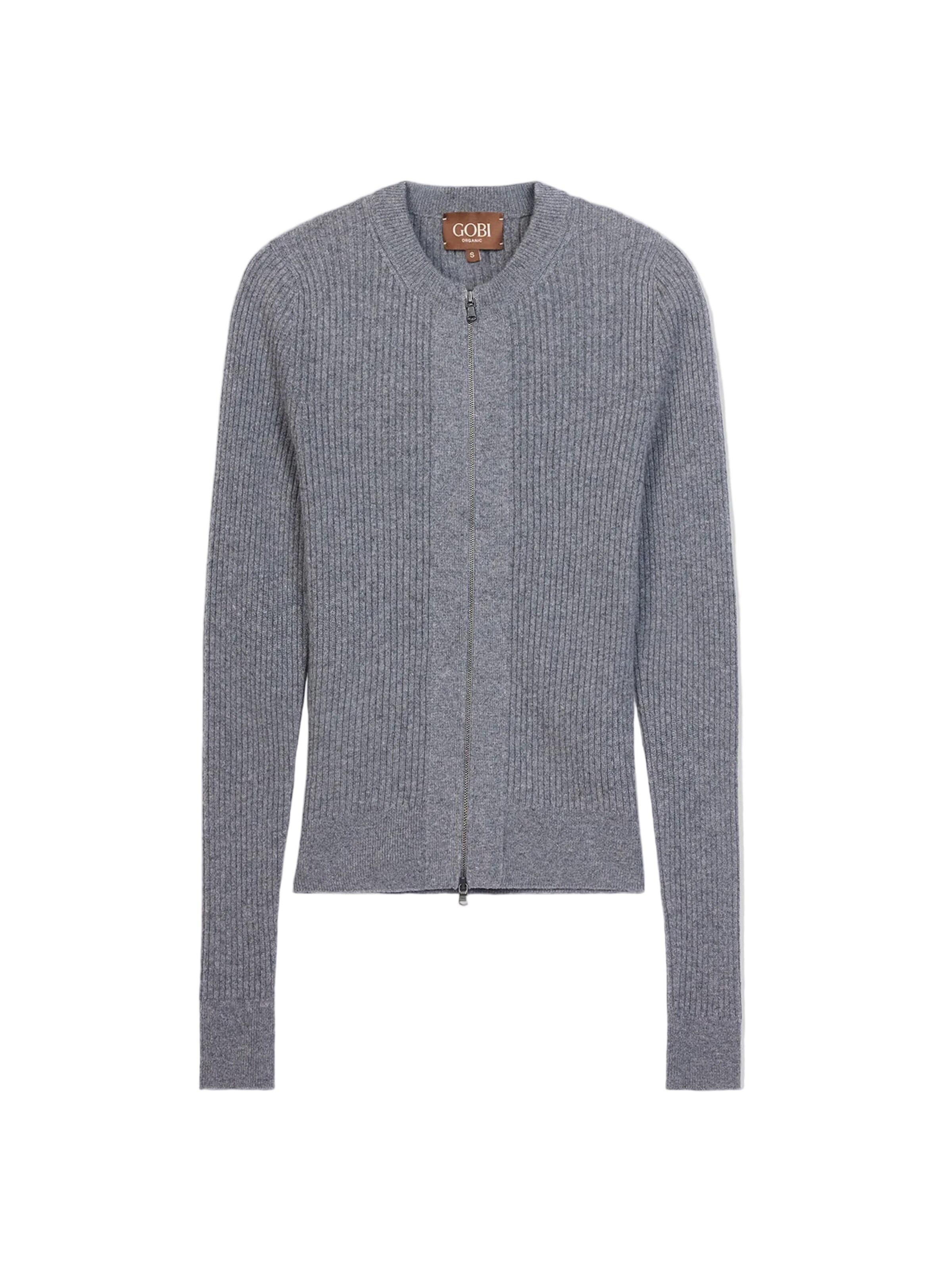 GOBI Cashmere Knit cardigan in Grey: front