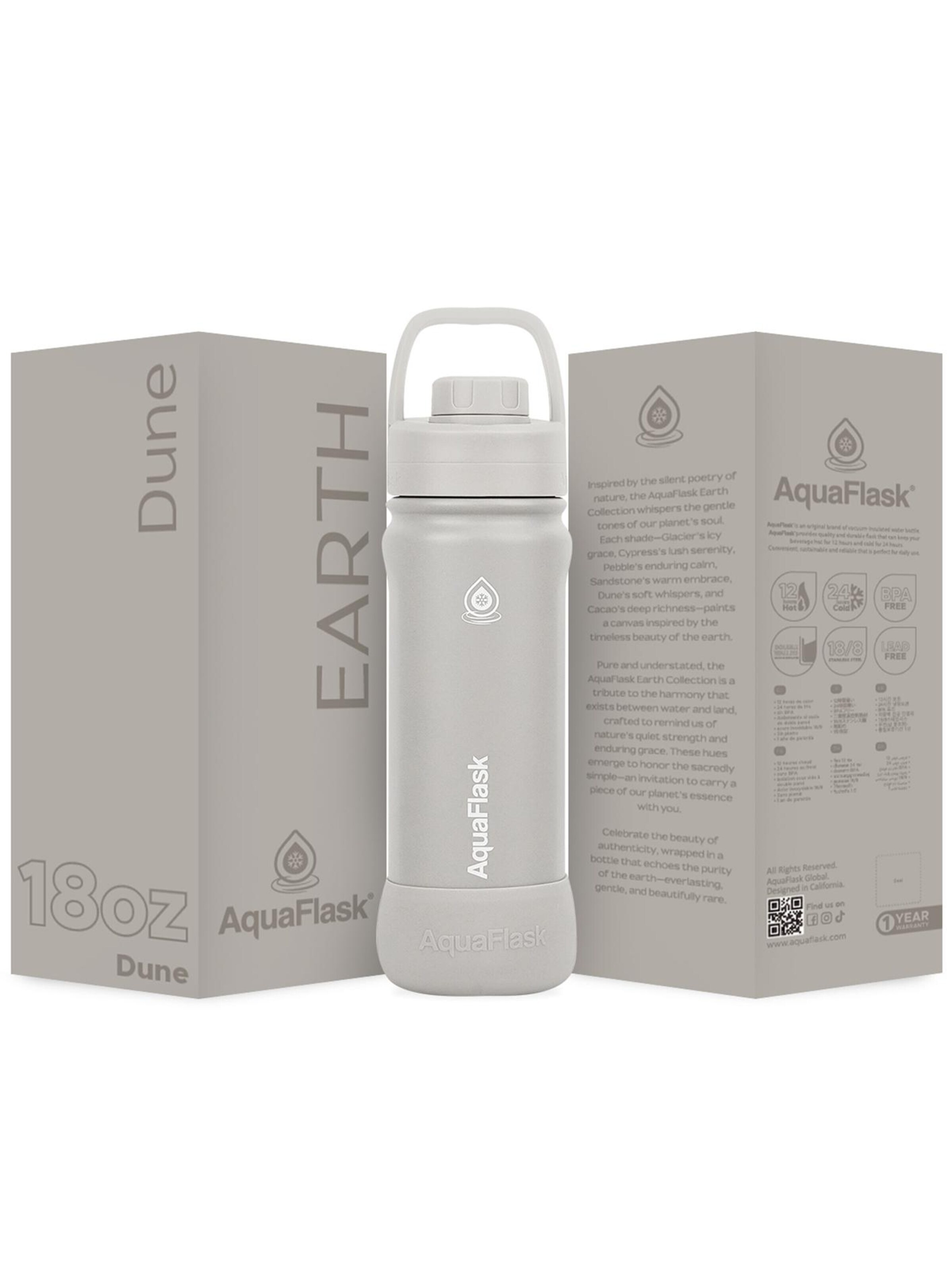 AquaFlask Láhev na vodu 'AquaFlask Termoláhev EARTH 532 ml CACAO' – béžová