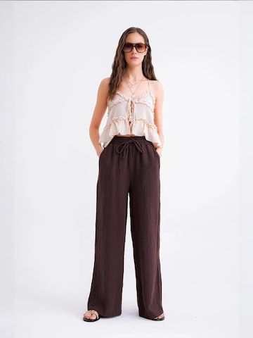 MixRay Wide leg Broek in Bruin