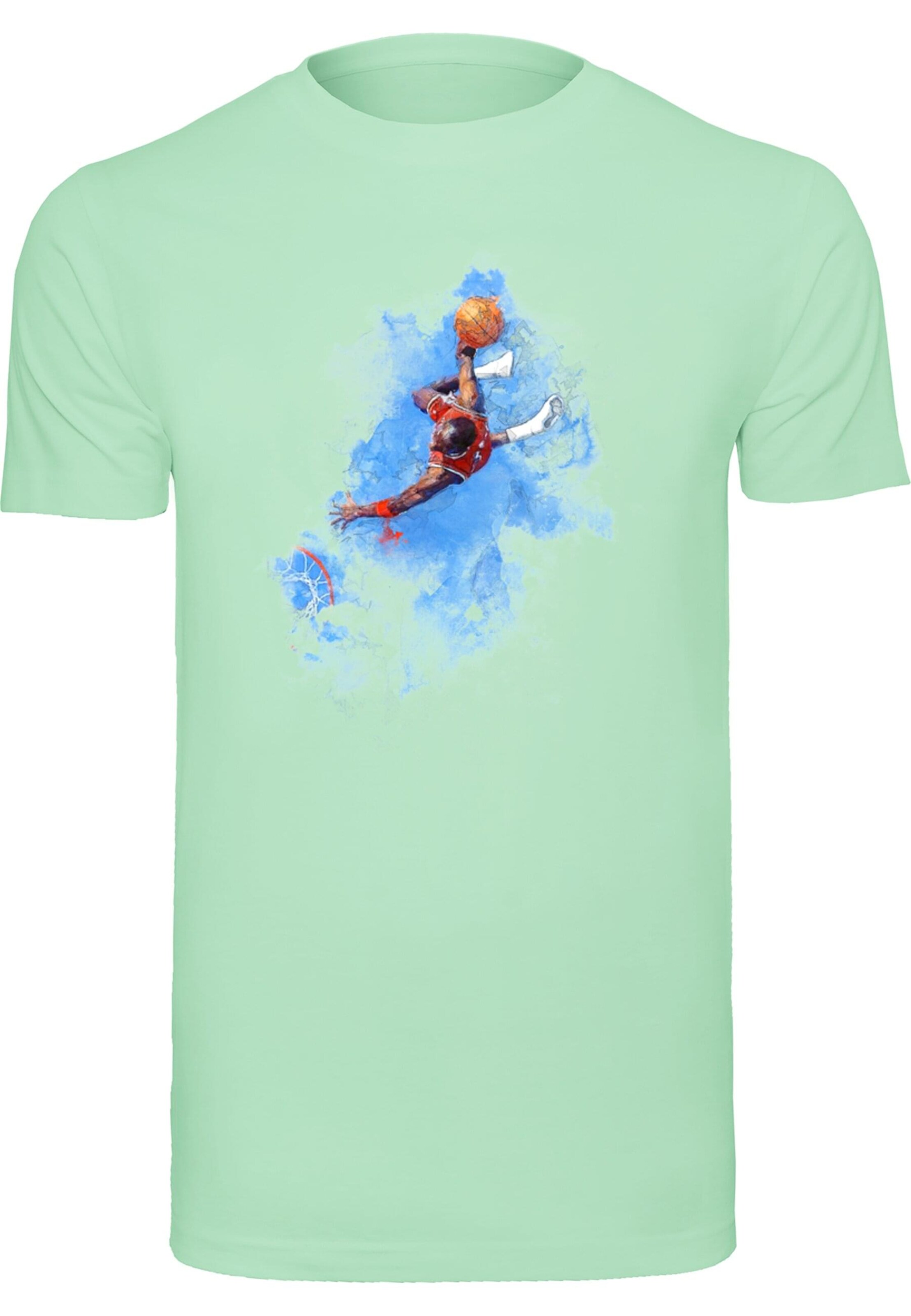 Mister Tee Shirt 'Basketball Clouds' in Groen: voorkant