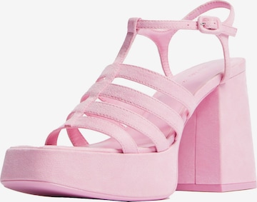 Bershka Strap Sandals in Pink: front