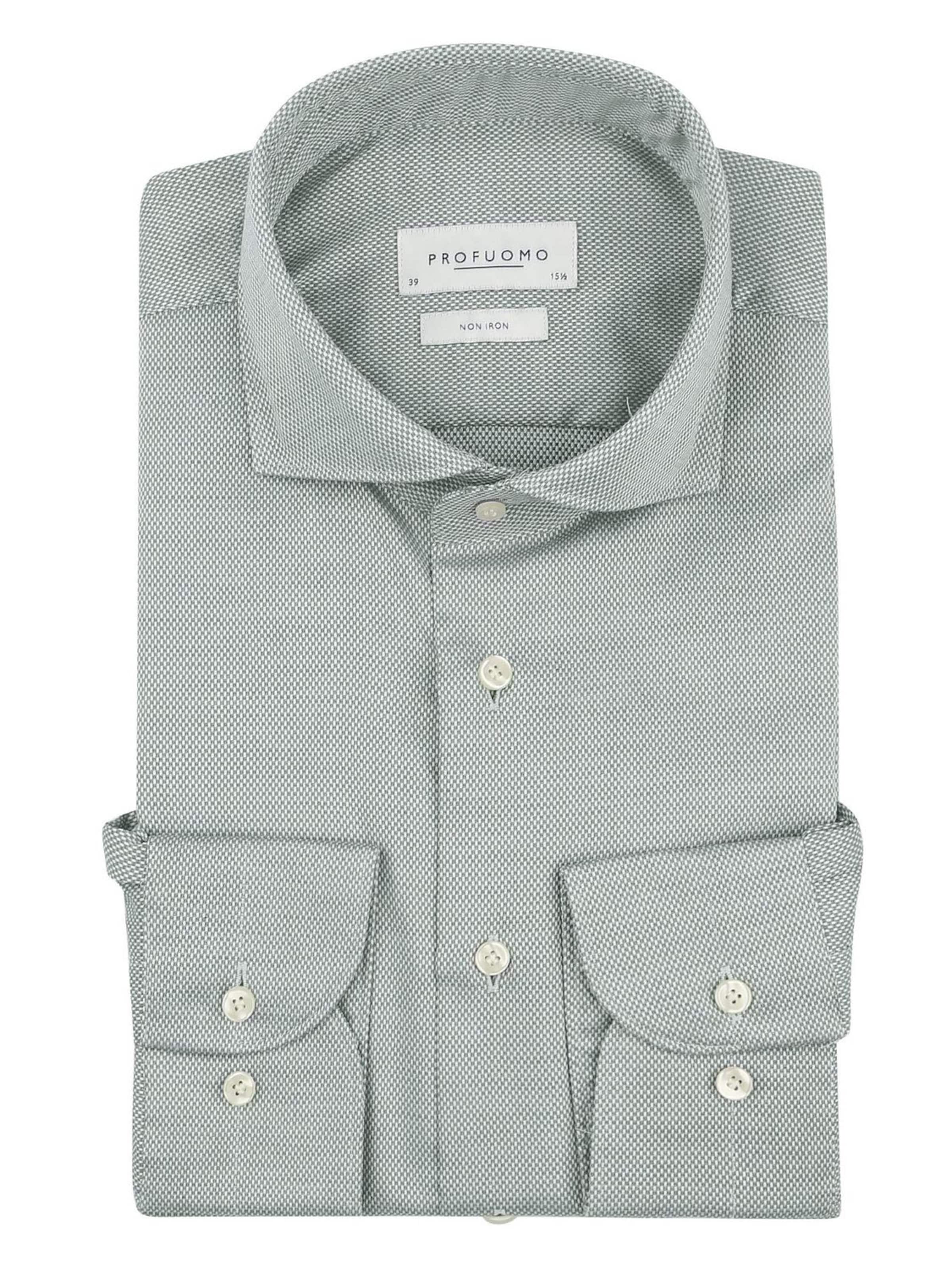 Profuomo Slim fit Button Up Shirt in Green: front