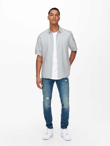 Only & Sons Slim fit Πουκάμισο 'Caiden' σε μπλε