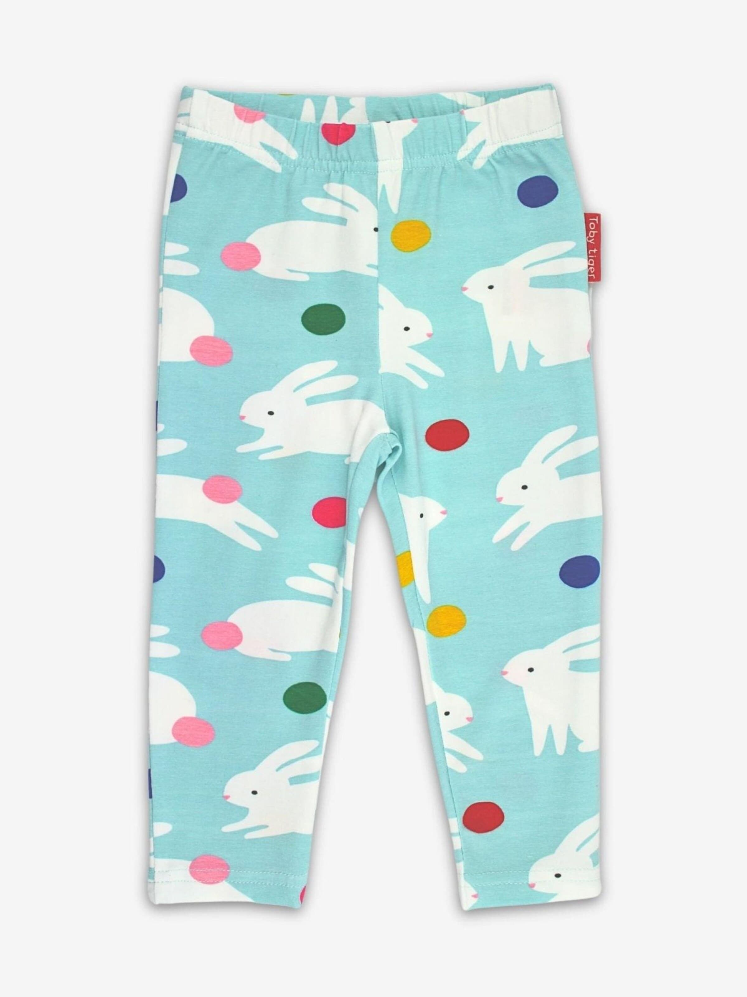 Toby Tiger Skinny Leggings 'Hasenparty-Druck'‌‌‌‌‌‌ in Blau: Vorderseite