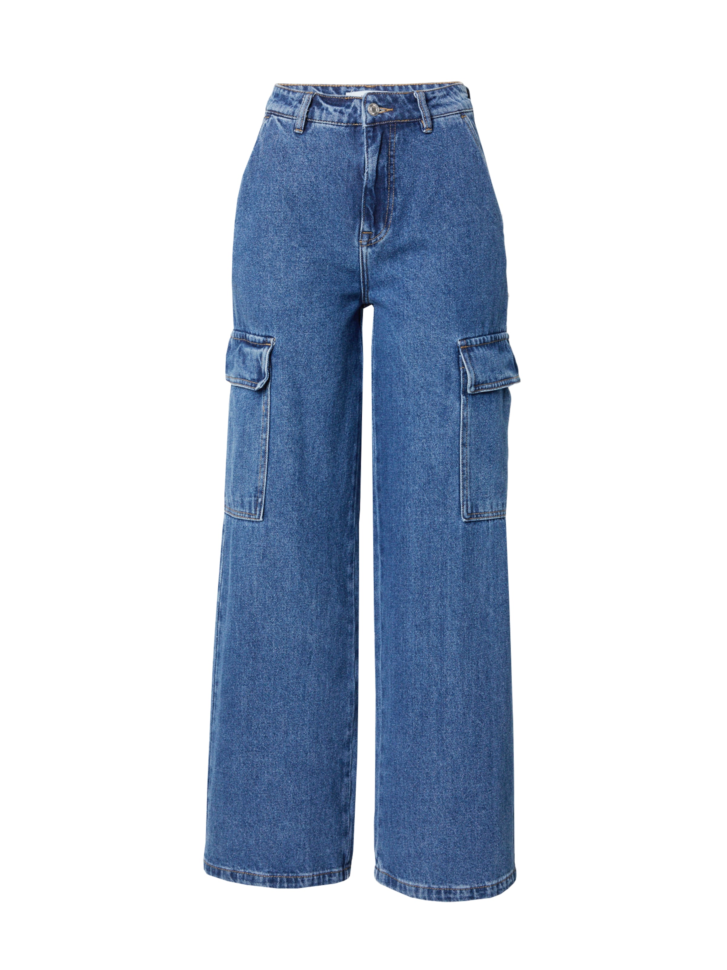 minimum Wide leg Cargojeans 'Astas' in Blauw: voorkant
