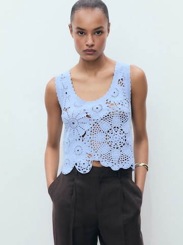 MANGO Knitted top 'GARDEN' in Blue: front