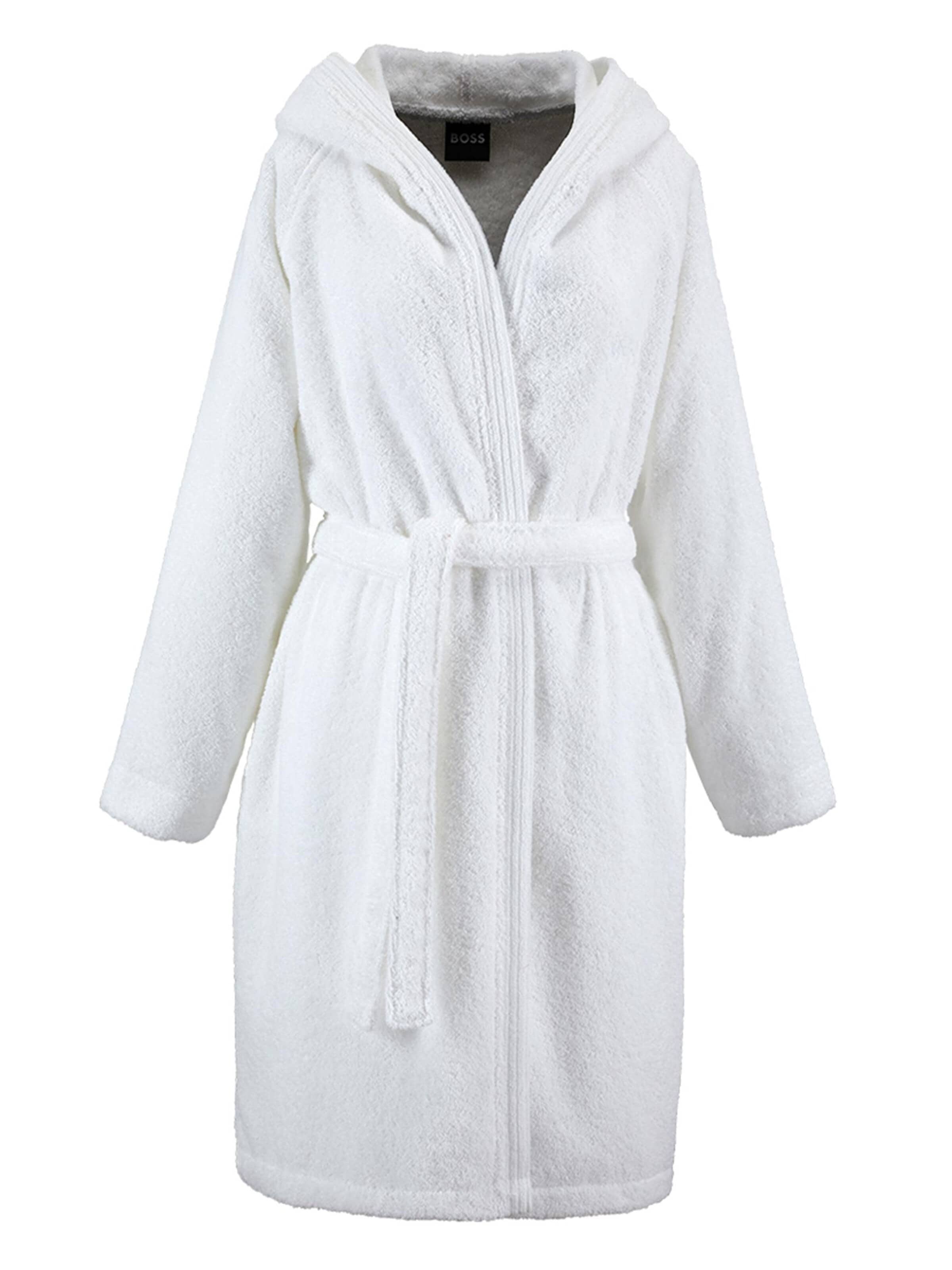 BOSS Home Long Bathrobe 'EDGE' in White: front