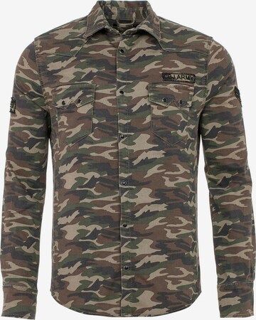 CIPO & BAXX Button Up Shirt 'Army' in Green: front