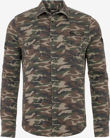 CIPO & BAXX Button Up Shirt 'Army' in Green: front