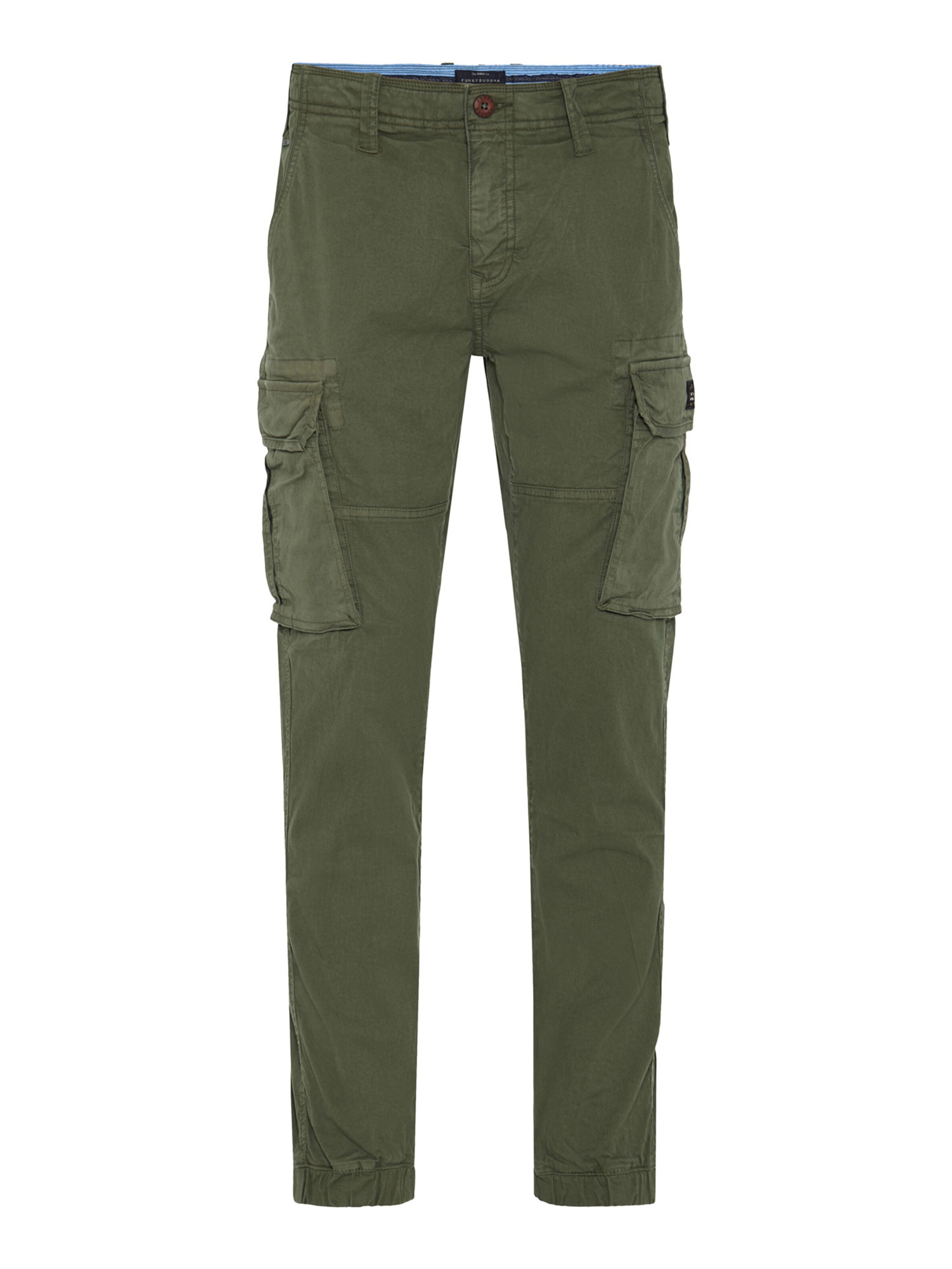 Tapered Pantaloni cu buzunare de la Funky Buddha pe verde: față