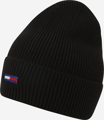 Tommy Jeans Beanie in Black: front