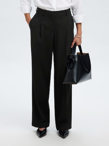 SELECTED - Pierna ancha Pantalón plisado 'SLFRITA' en negro: frente