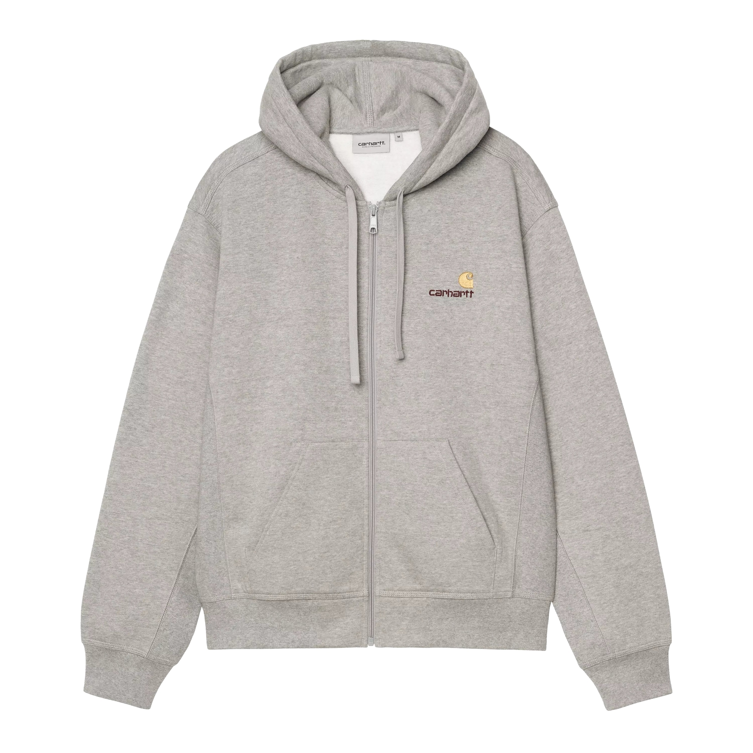 Carhartt WIP Zip-Up Hoodie 'American Script' in Grey: front