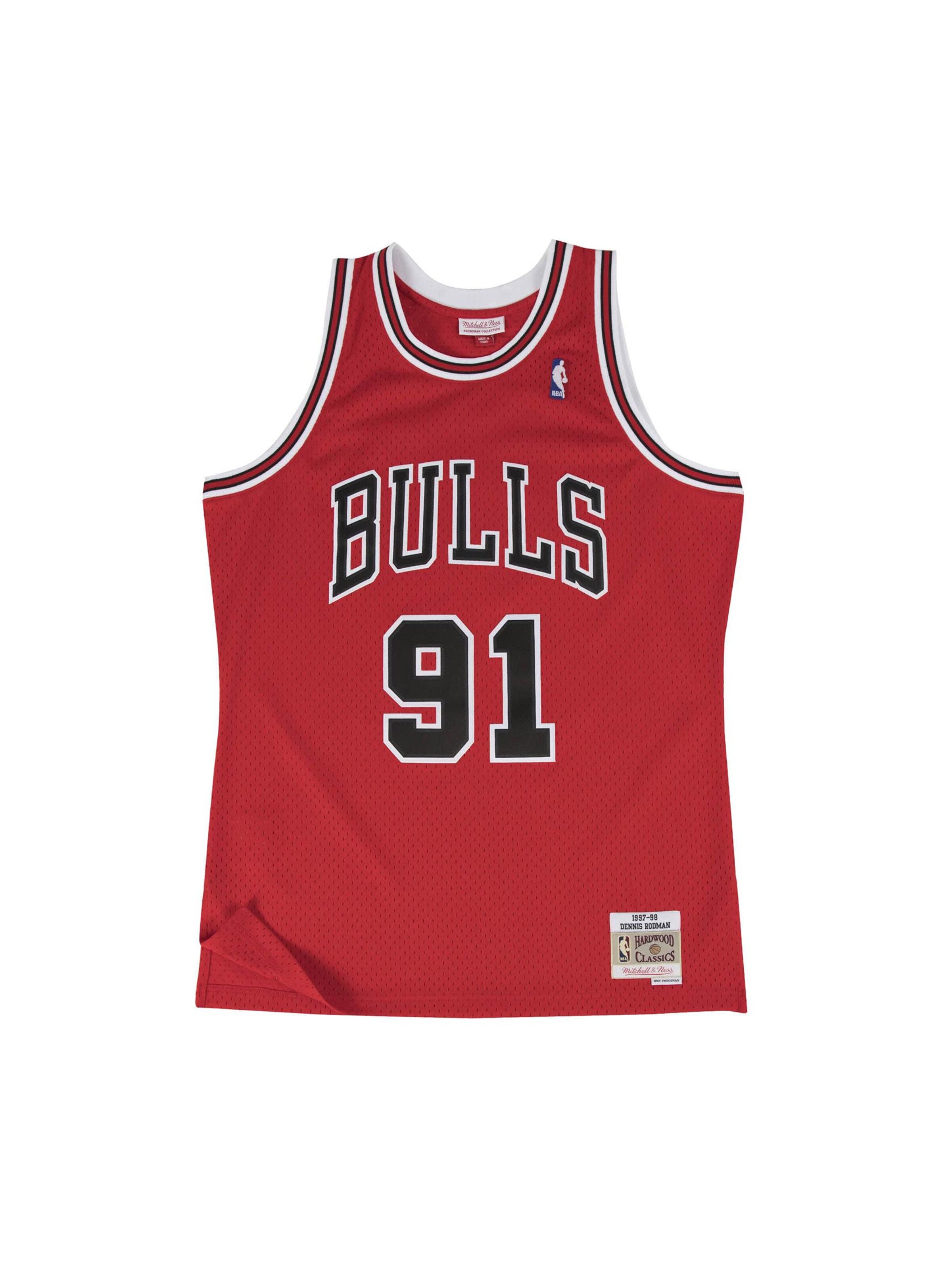 Mitchell & Ness Trikot 'Chicago Bulls Road 1997-98 Dennis Rodman' in Rot