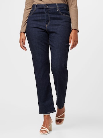 Levi's® Plus Regular Jeans '724 PL HR Straight' in Blauw: voorkant