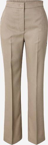 NÜMPH Boot cut Pleated Pants 'YNETTE' in Brown: front