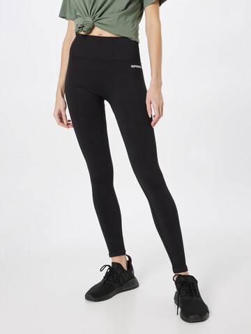 Superdry Skinny Workout Pants in Black: front