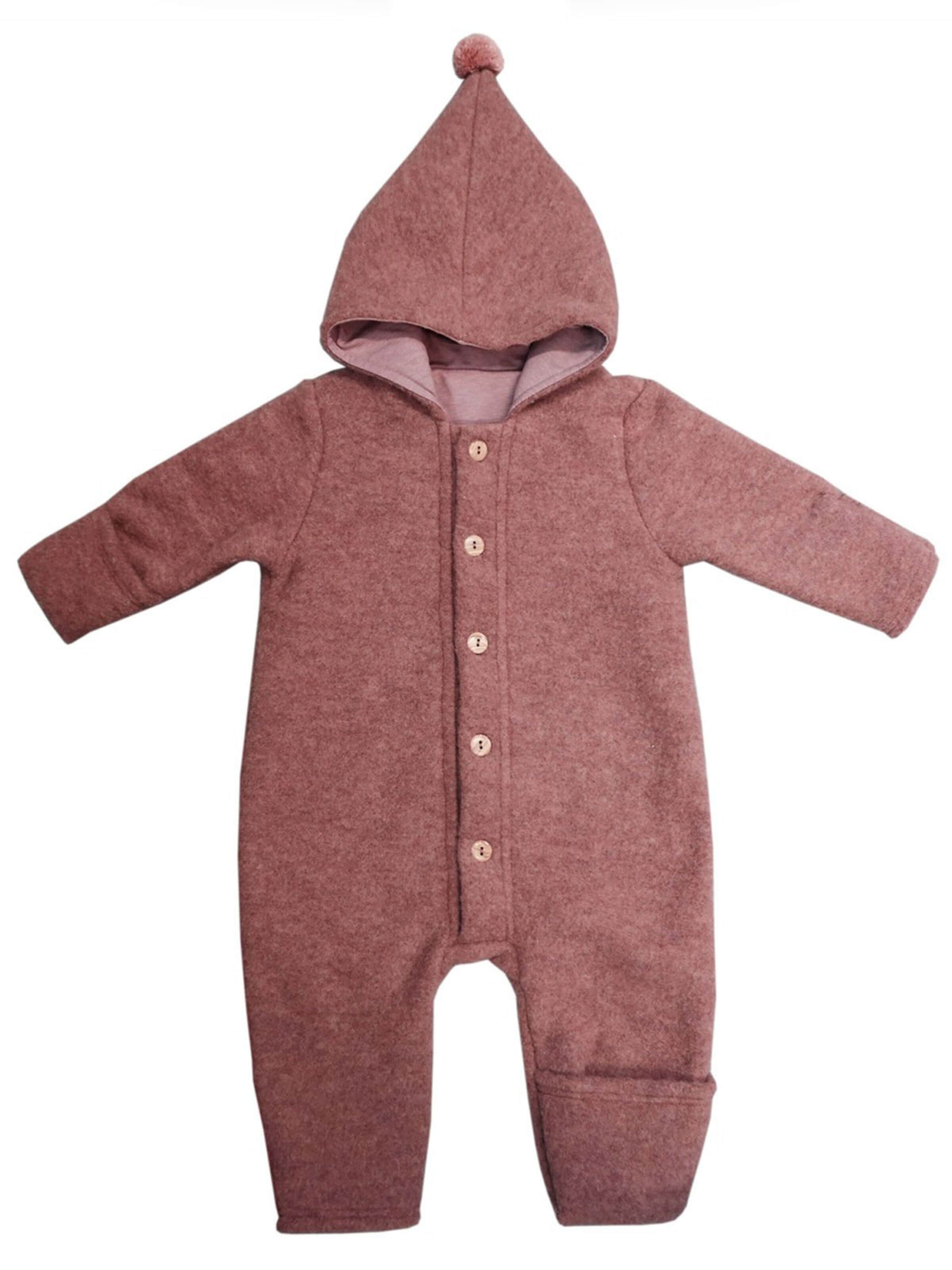 MAXIMO Dungarees 'Overall, Wollfleece Jerseyfutter, Knöpfe, Pompon' in Red: front