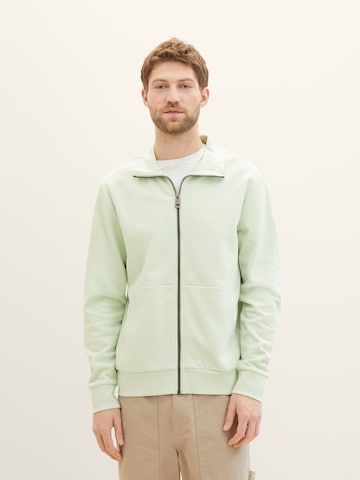 TOM TAILOR Zip-Up Hoodie in Green: front