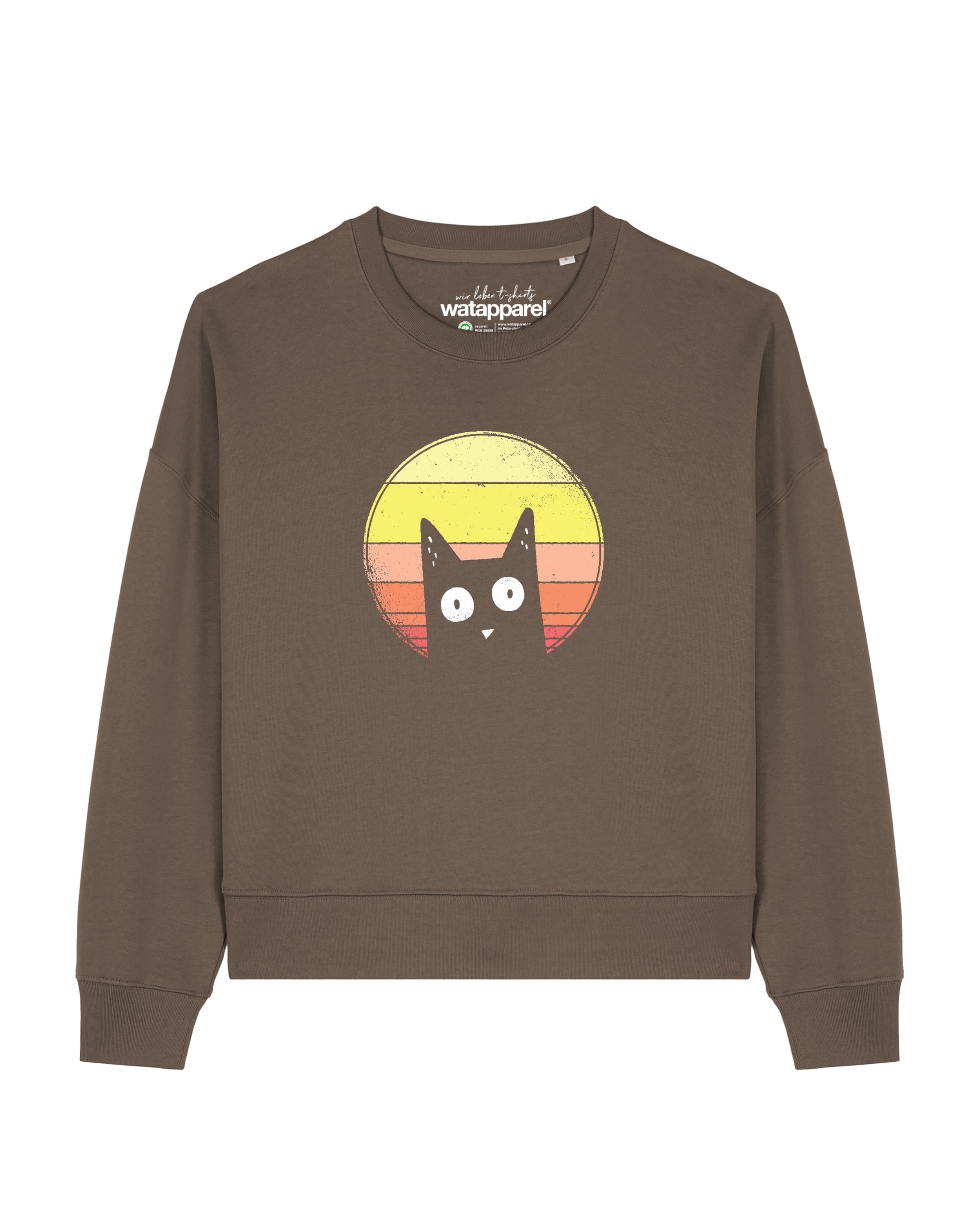 Watapparel Sweatshirt 'Sunset Cat ' in Bruin: voorkant