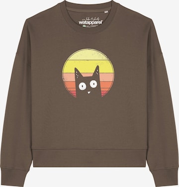 Sweat-shirt 'Sunset Cat ' Watapparel en marron : devant