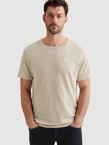 PME Legend T-shirt 'T-shirt with jacquard stripe pattern' i beige: framsida