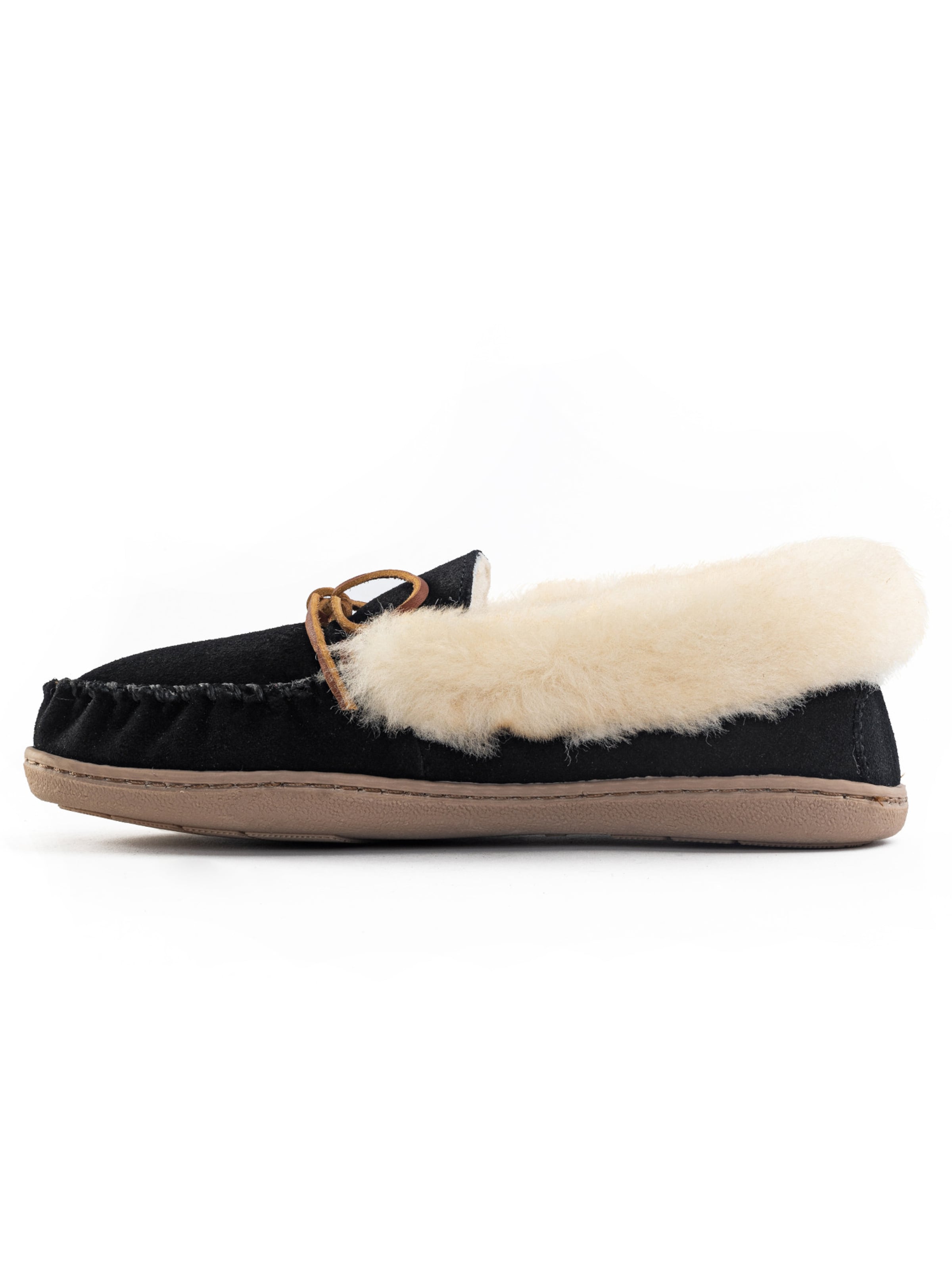 Minnetonka Мокасини &#x27;Alpinsheepskin&#x27; в черно: отпред