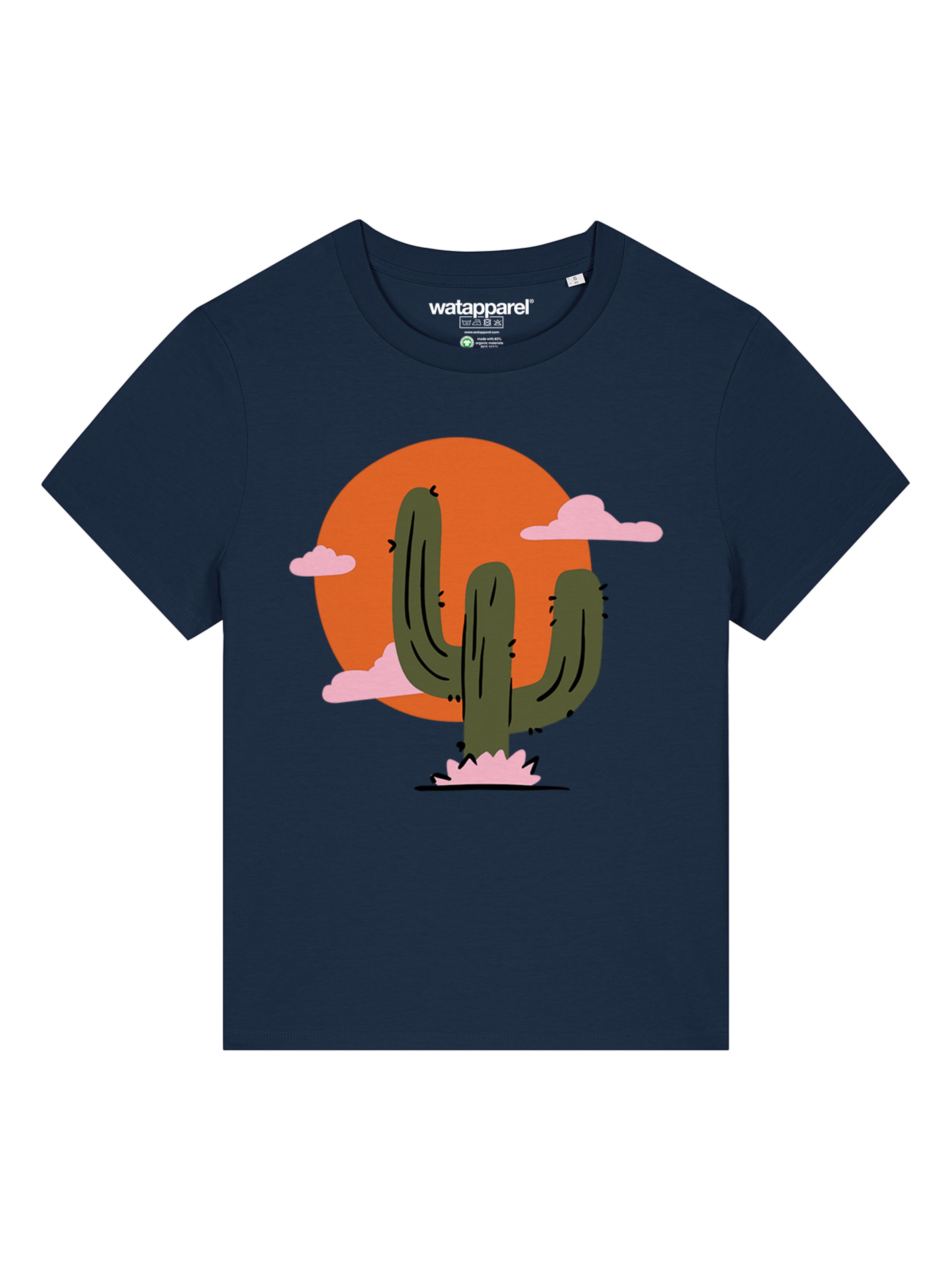 T-shirt 'Kaktus Im Sonnenuntergang' Watapparel en bleu : devant
