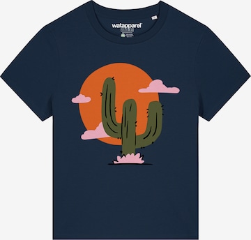 T-shirt 'Kaktus Im Sonnenuntergang' Watapparel en bleu : devant