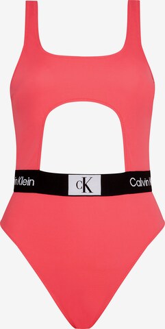 Calvin Klein Swimwear Bralette Swimsuit in Orange: front