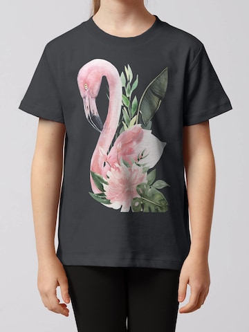 watabout.kids Shirt 'Flamingo Mit Blumen' in Grey