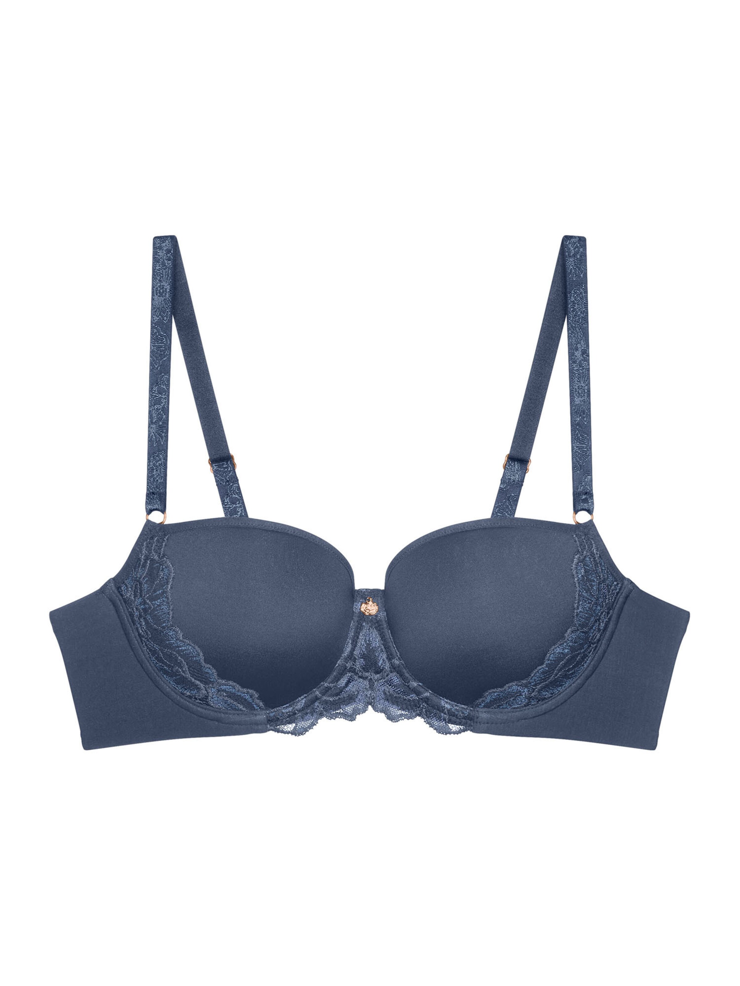 TRIUMPH T-shirt BH ' Wild Gardenia Florale ' in Blauw: voorkant