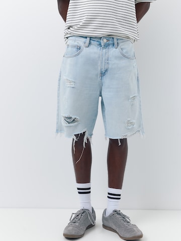 Regular Jeans de la Pull&Bear pe albastru: față