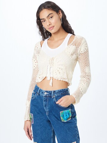 BDG Urban Outfitters - Casaco de malha em bege: frente