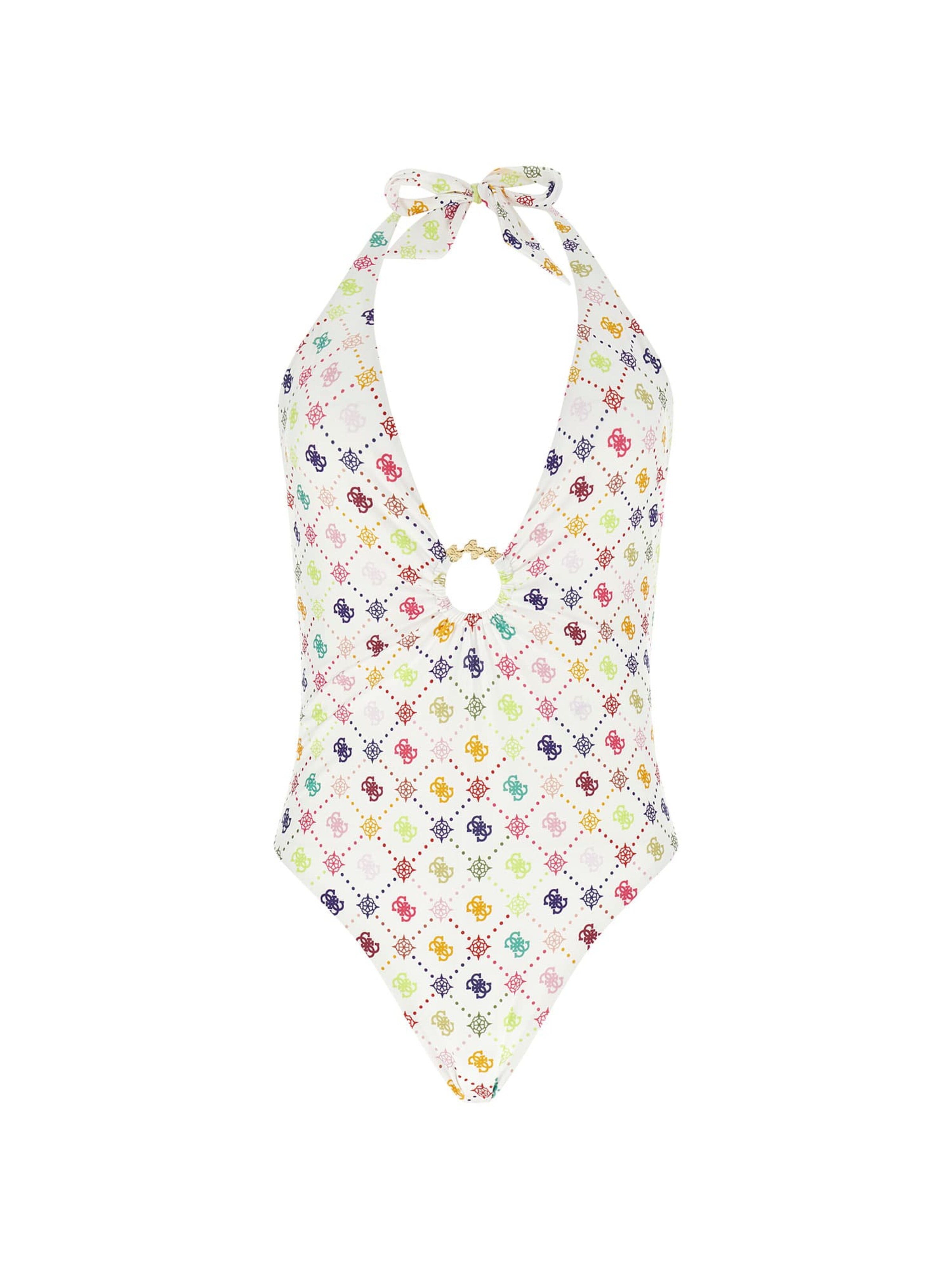 GUESS Triangle Swimsuit in White: front